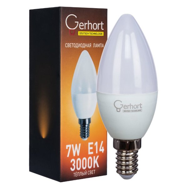 Светодиодная лампа 7W GERHORT C37 LED 3000K E14 — Дзинь ля-ля