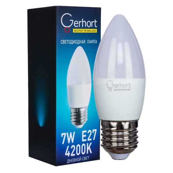 Светодиодная лампа 7W GERHORT C37 LED 4200K E27 — Дзинь ля-ля