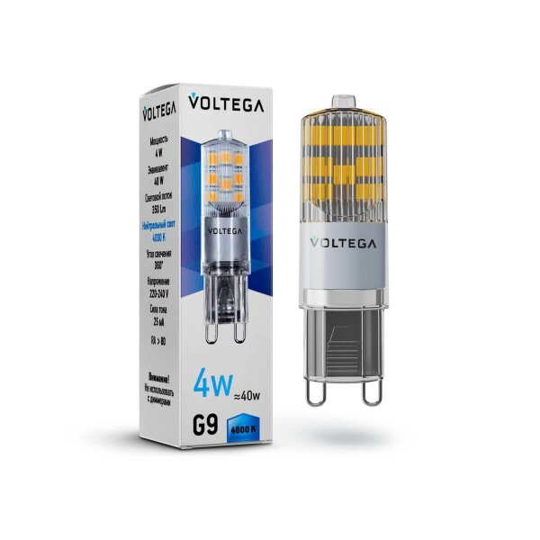 Лампа светодиодная Voltega G9 4W 4000К прозрачная VG9-K2G9cold4W 7125 — Дзинь ля-ля