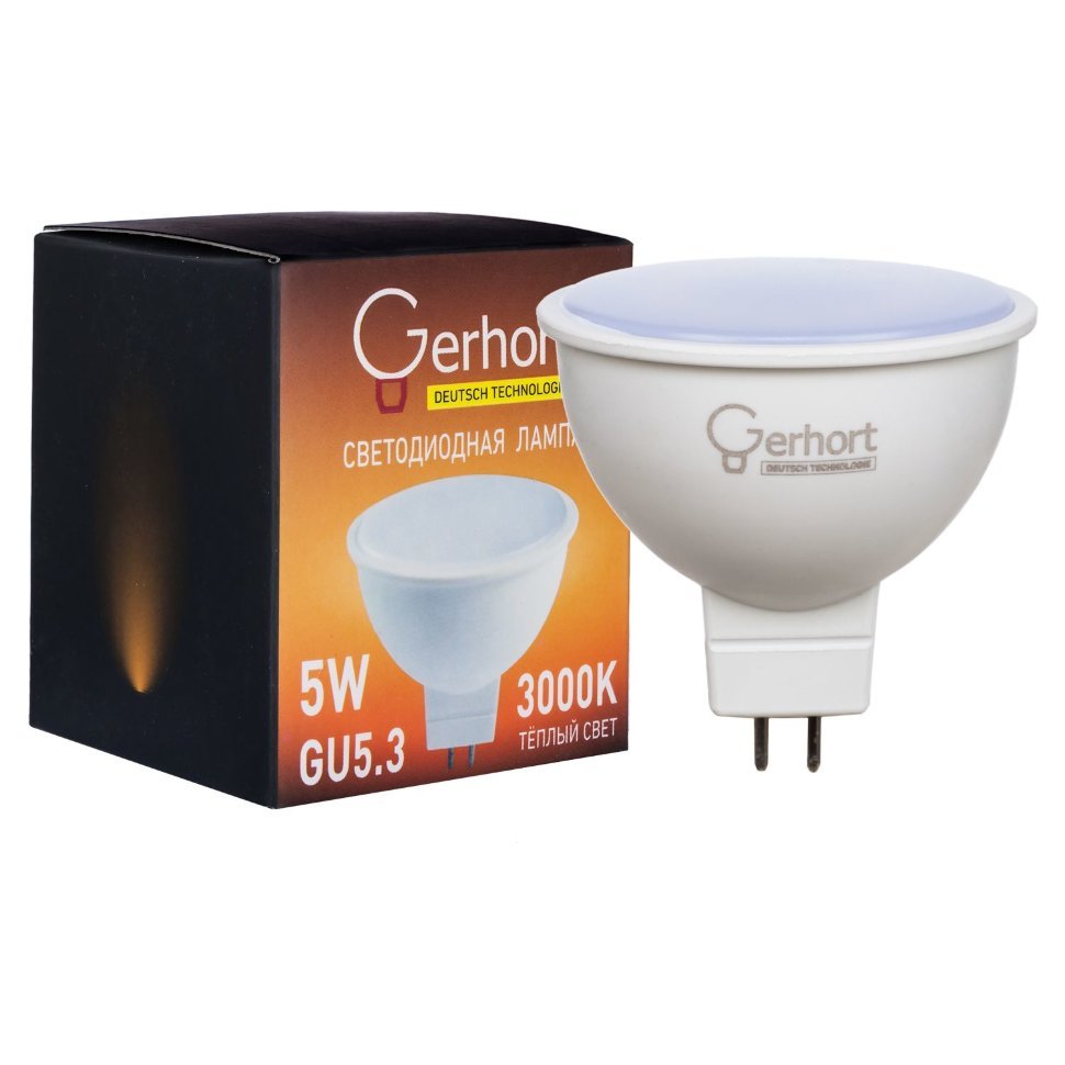 Светодиодная лампа 5W GERHORT JCDR LED 3000K GU5.3 фото 1 &mdash; Дзинь ля-ля