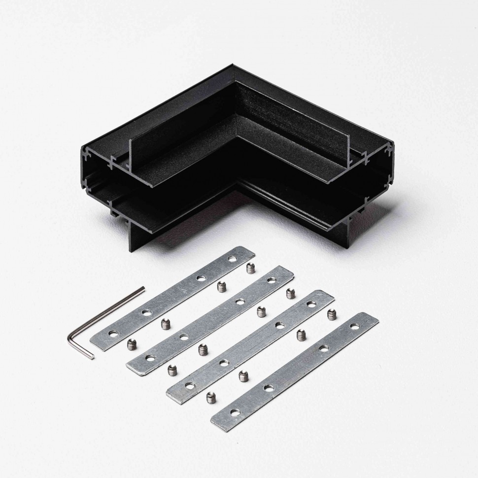 Угловой коннектор внутренний для встраиваемого магнитного трекового шинопровода под ГКЛ 12,5мм MKA-3R-IC-B, Черный фото 1 — Дзинь ля-ля