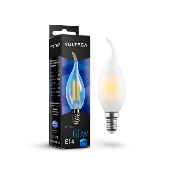 Лампа светодиодная филаментная Voltega E14 6W 4000К матовая VG10-CW2E14cold6W-F 7026 — Дзинь ля-ля