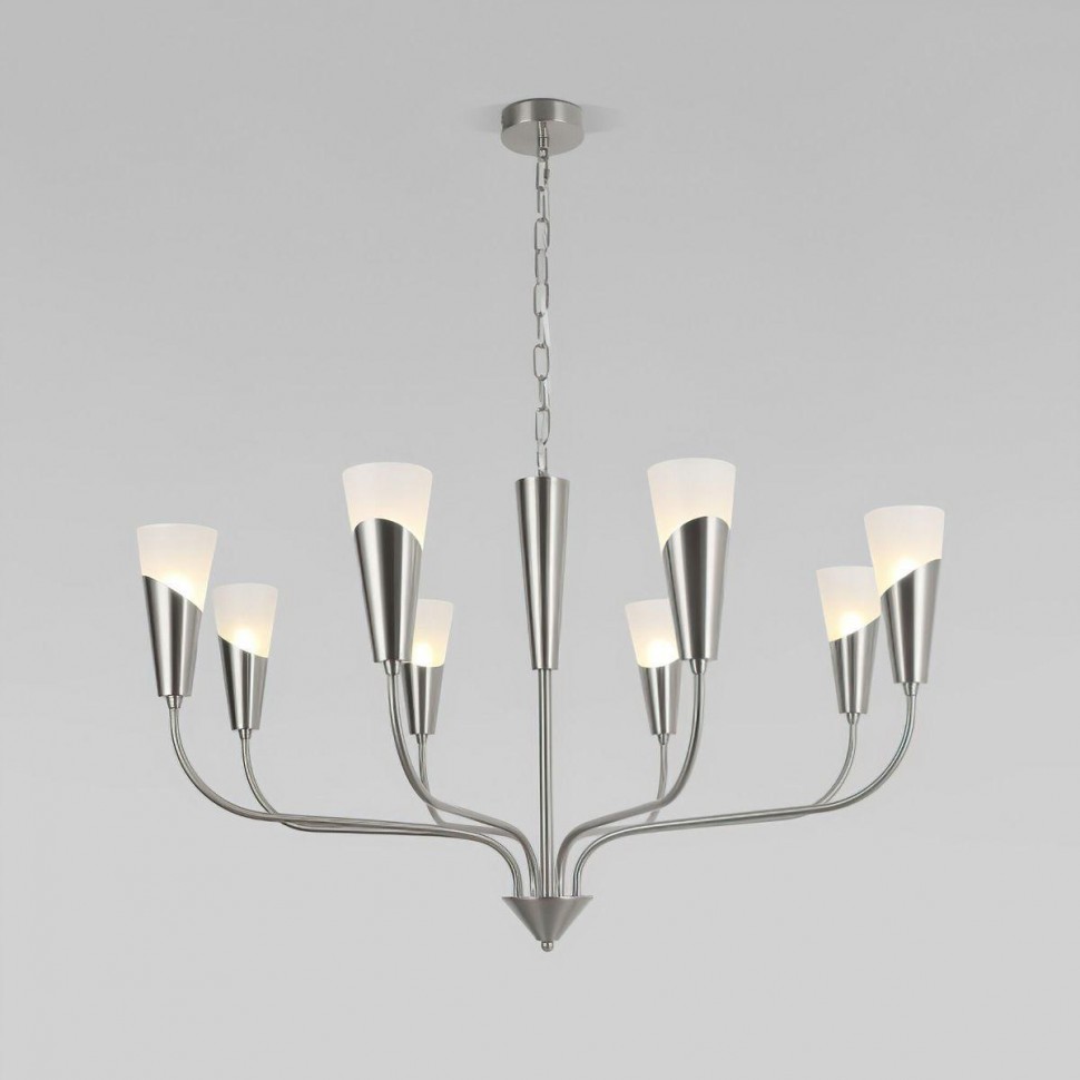 Подвесная люстра Eurosvet Rhyton 60167/8 никель фото 1 &mdash; Дзинь ля-ля