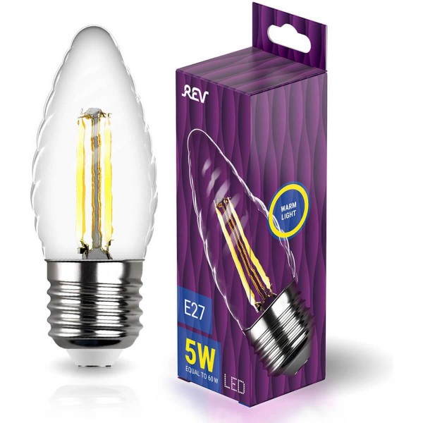 Лампа светодиодная филаментная REV TC37 E27 5W 2700K DECO Premium свеча на ветру 32426 3 — Дзинь ля-ля