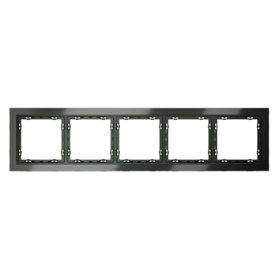 Рамка стеклянная VOLTUM S70 на 5 постов, (титан, стекло) фото 1 — Дзинь ля-ля