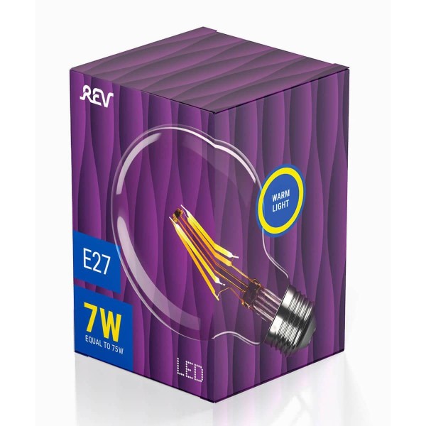 Лампа светодиодная филаментная REV VINTAGE G95 E27 7W 2700K DECO Premium шар 32434 8 — Дзинь ля-ля