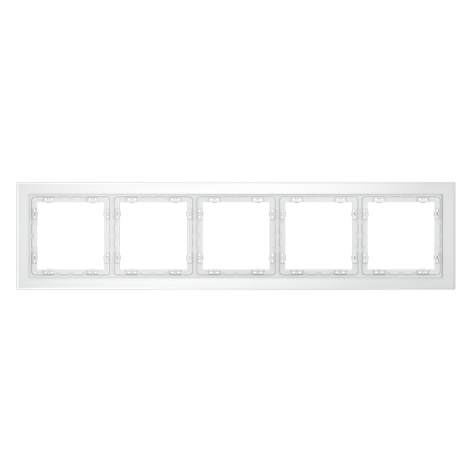 Рамка стеклянная VOLTUM S70 на 5 постов, (белый,матовый,стекло) фото 1 — Дзинь ля-ля