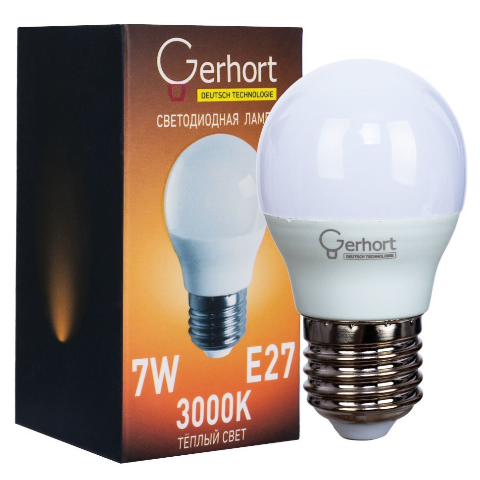 Светодиодная лампа 7W GERHORT G45 LED 3000K E27 фото 1 — Дзинь ля-ля