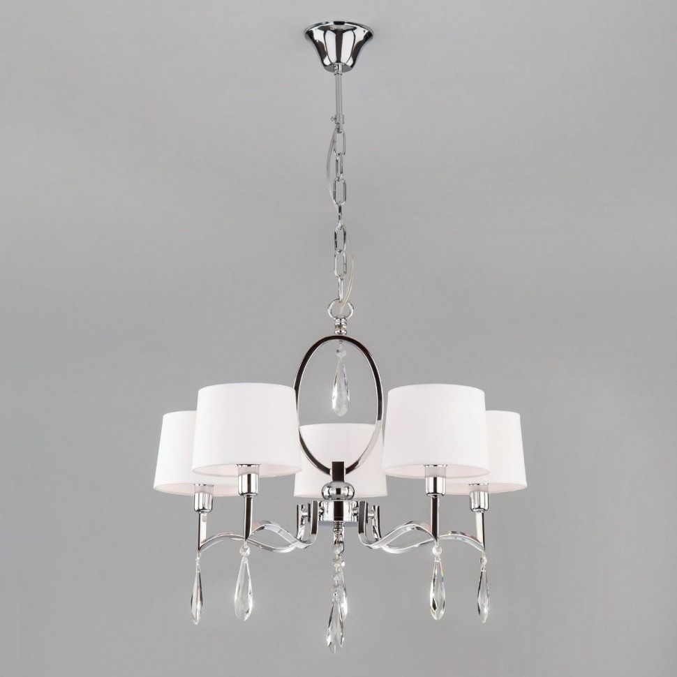 Подвесная люстра Eurosvet Madera 10127/5 хром/прозрачный хрусталь Strotskis Smart фото 1 &mdash; Дзинь ля-ля