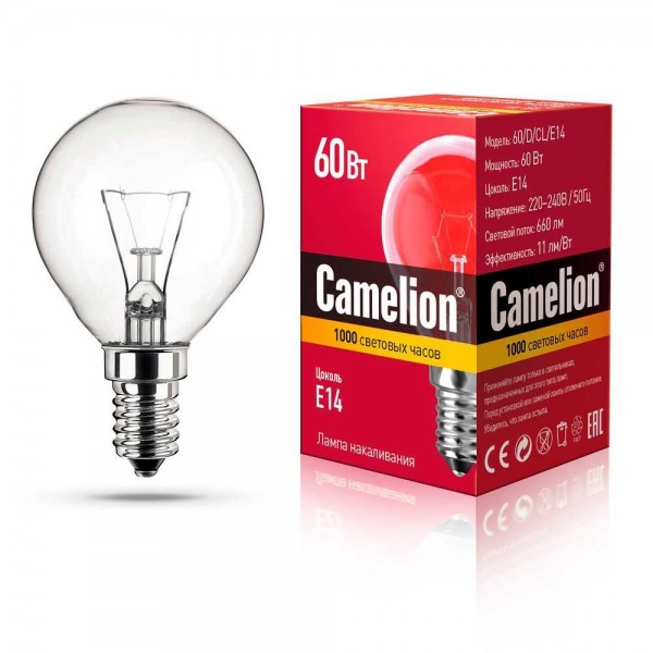 Лампа накаливания Camelion E14 60W 60/D/CL/E14 8972 — Дзинь ля-ля