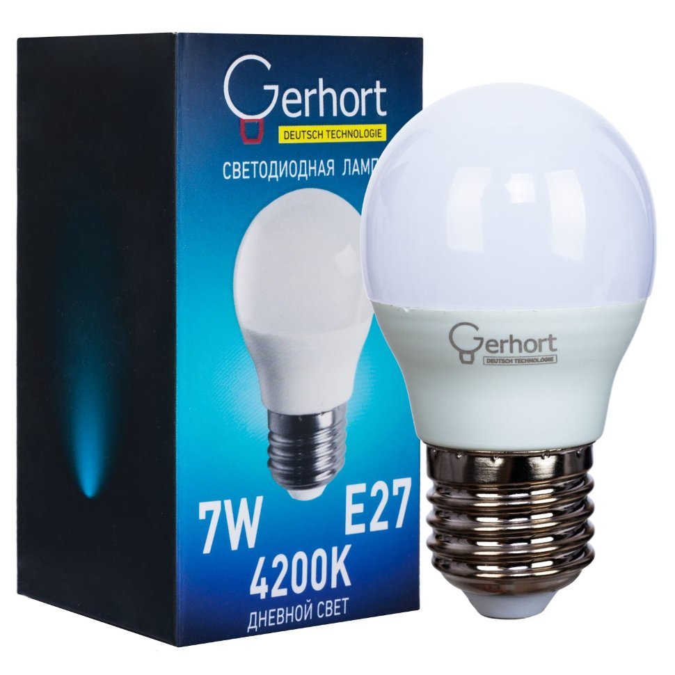 Светодиодная лампа 7W GERHORT G45 LED 4200K E27 фото 1 &mdash; Дзинь ля-ля