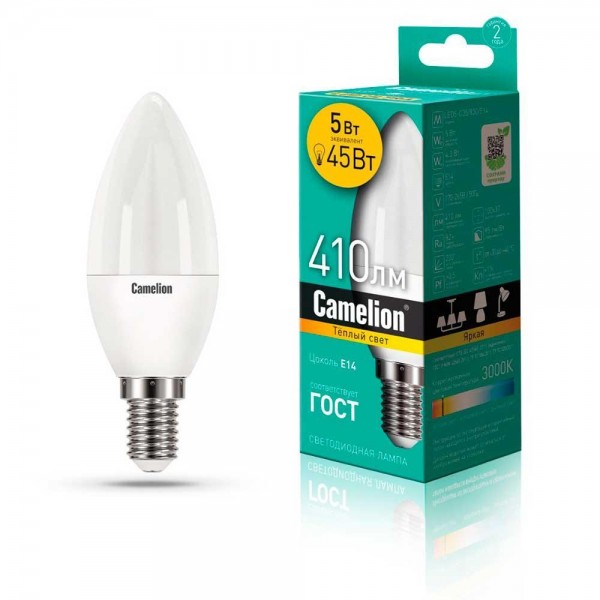 Лампа светодиодная Camelion E14 5W 3000K LED5-C35/830/E14 12031 — Дзинь ля-ля