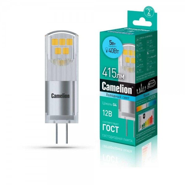 Лампа светодиодная Camelion G4 5W 4500K LED5-G4-JC-NF/845/G4 13750 — Дзинь ля-ля