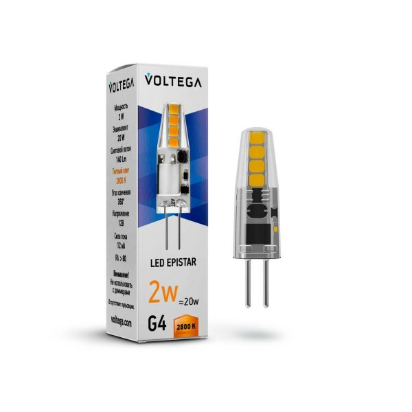 Лампа светодиодная Voltega G4 2W 2800K прозрачная VG9-K1G4warm2W-12 7142 — Дзинь ля-ля