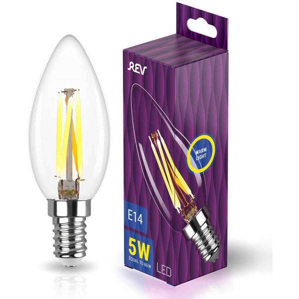 Лампа светодиодная филаментная REV С37 E14 5W 2700K DECO Premium теплый свет свеча 32359 4 — Дзинь ля-ля