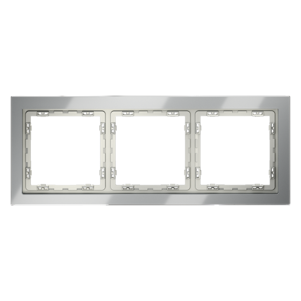 Рамка стеклянная VOLTUM S70 на 3 поста, (сталь, стекло) фото 1 — Дзинь ля-ля