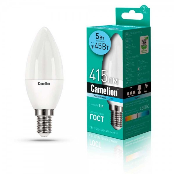 Лампа светодиодная Camelion E14 5W 4500K LED5-C35/845/E14 12032 — Дзинь ля-ля