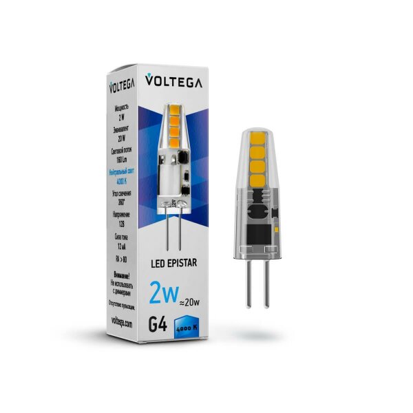 Лампа светодиодная Voltega G4 2W 4000K прозрачная VG9-K1G4cold2W-12 7143 — Дзинь ля-ля