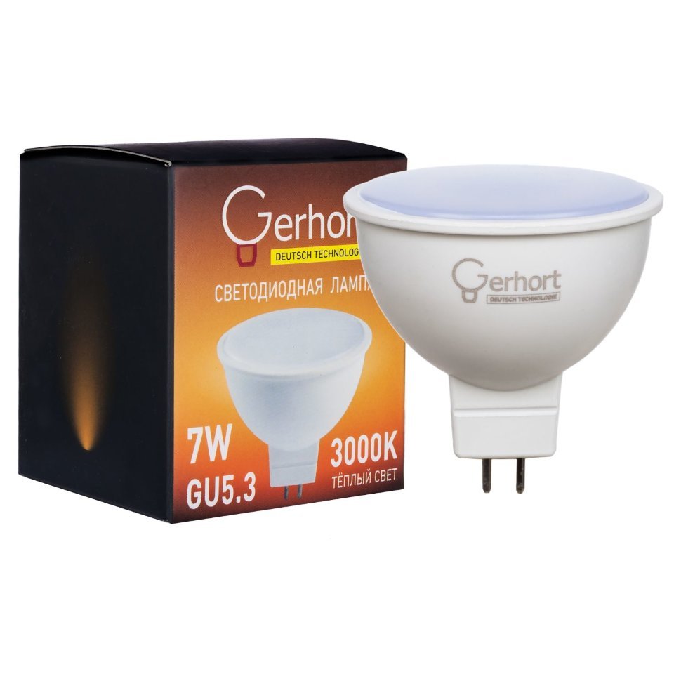 Светодиодная лампа 7W GERHORT JCDR LED 3000K GU5.3 фото 1 &mdash; Дзинь ля-ля