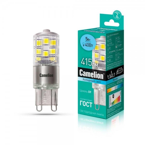 Лампа светодиодная Camelion G9 5W 4500K LED5-G9-NF/845/G9 13705 — Дзинь ля-ля