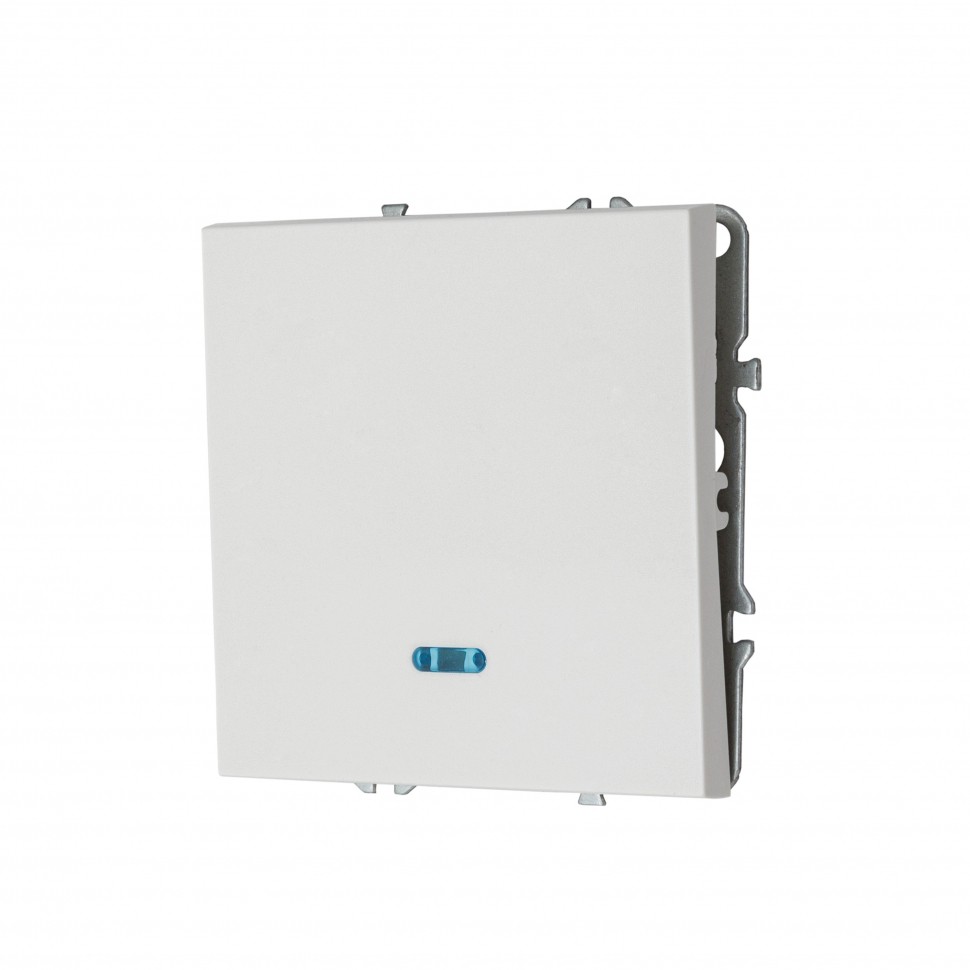 Выключатель одноклавишный с подсветкой MIKAMI 16 А, 250 В белый глянцевый фото 1 — Дзинь ля-ля