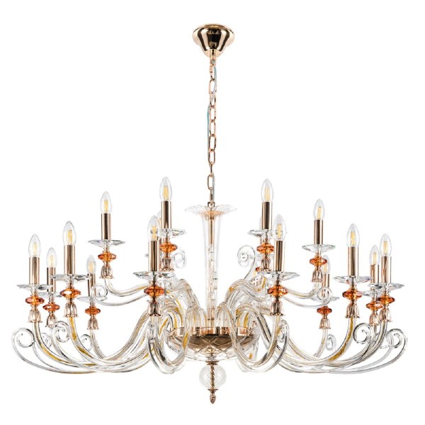 Подвесная люстра Crystal Lux Catarina SP12+6 V2 Gold/Transparent-Cognac &mdash; Дзинь ля-ля