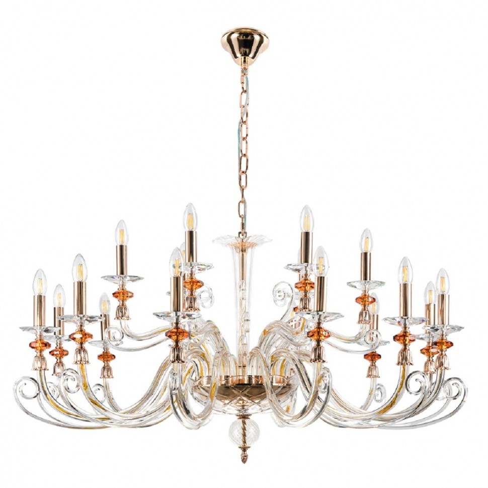Подвесная люстра Crystal Lux Catarina SP12+6 V2 Gold/Transparent-Cognac фото 1 &mdash; Дзинь ля-ля