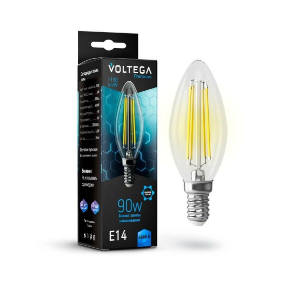Лампа светодиодная Voltega E14 6,5W 4000K прозрачная VG10-C35E14cold9W-F 7135 — Дзинь ля-ля