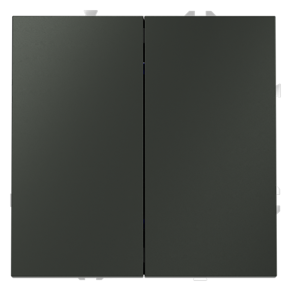 Выключатель с самовозвратом встраиваемый VOLTUM S70 двухклавишный 10А, (титан) фото 1 &mdash; Дзинь ля-ля