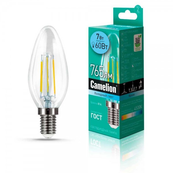 Лампа светодиодная Camelion E14 7W 4500K LED7-C35-FL/845/E14 13453 — Дзинь ля-ля