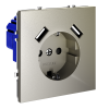 Розетка встраиваемая VOLTUM S70 с заземлением и защитными шторками, 16А, с USB, A+A, (шелк) фото 2 — Дзинь ля-ля