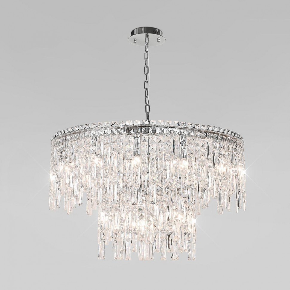 Подвесная люстра Eurosvet Blitz 60160 хром/ прозрачный хрусталь Strotskis фото 1 &mdash; Дзинь ля-ля