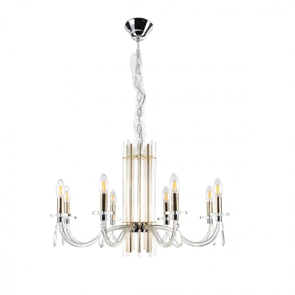 Подвесная люстра Crystal Lux AURELIO SP8 GOLD+CHROME/TRANSPARENT фото 1 &mdash; Дзинь ля-ля