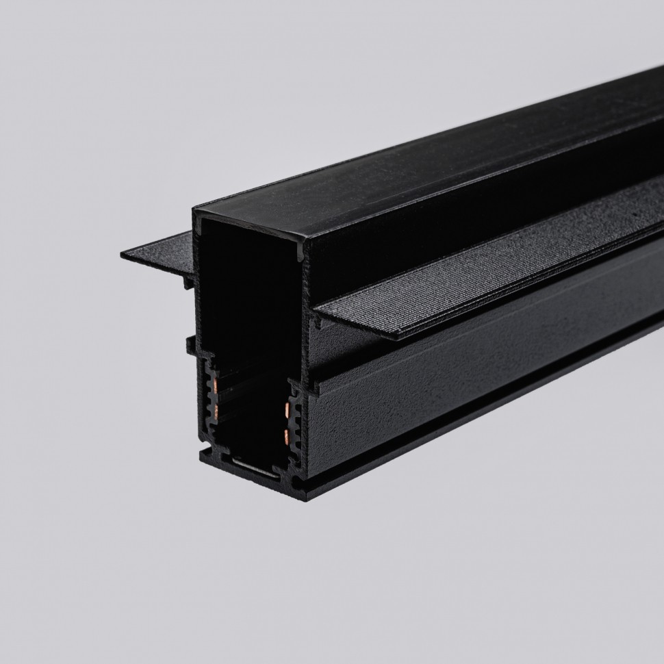 Магнитный встраиваемый трековый шинопровод Terra под ГКЛ 9,5 мм, MKT-2R-100-B 1м Черный фото 1 — Дзинь ля-ля