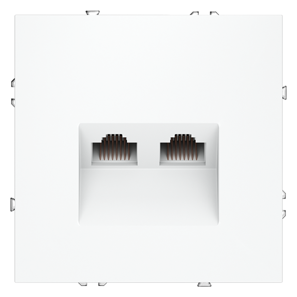 Розетка компьютерная встраиваемая VOLTUM S70 двойная RJ45+RJ45 кат.6, (белый матовый) фото 1 — Дзинь ля-ля