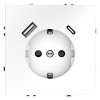 Розетка встраиваемая VOLTUM S70 с заземлением и защитными шторками, 16А, с USB, A+С, (белый матовый) фото 1 — Дзинь ля-ля