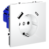 Розетка встраиваемая VOLTUM S70 с заземлением и защитными шторками, 16А, с USB, A+С, (белый матовый) фото 2 — Дзинь ля-ля
