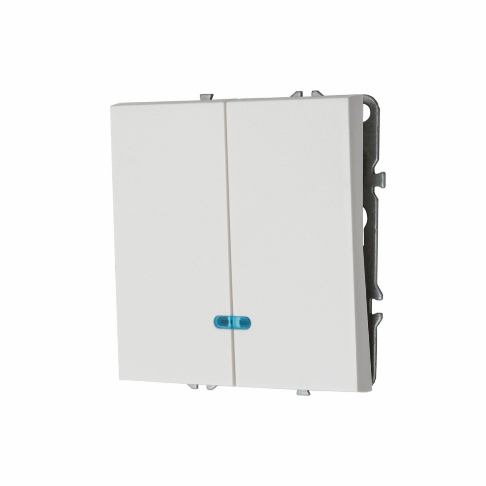 Выключатель двухклавишный с подсветкой MIKAMI 16 А, 250 В белый глянцевый фото 1 — Дзинь ля-ля