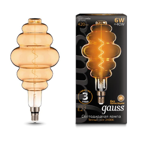 Лампа Gauss LED Vintage Filament Flexible BD200 6W E27 200*410mm Amber 2400K — Дзинь ля-ля