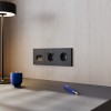 Розетка встраиваемая VOLTUM S70 с заземлением и защитными шторками, 16А, с USB, A+С, (черный матовый фото 6 — Дзинь ля-ля