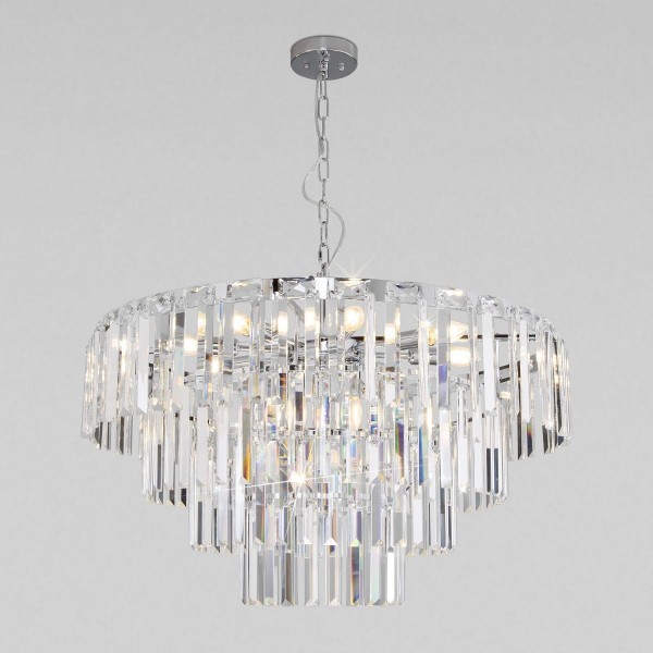 Подвесная люстра Eurosvet Elegante 10130/10 хром/прозрачный хрусталь Strotskis &mdash; Дзинь ля-ля
