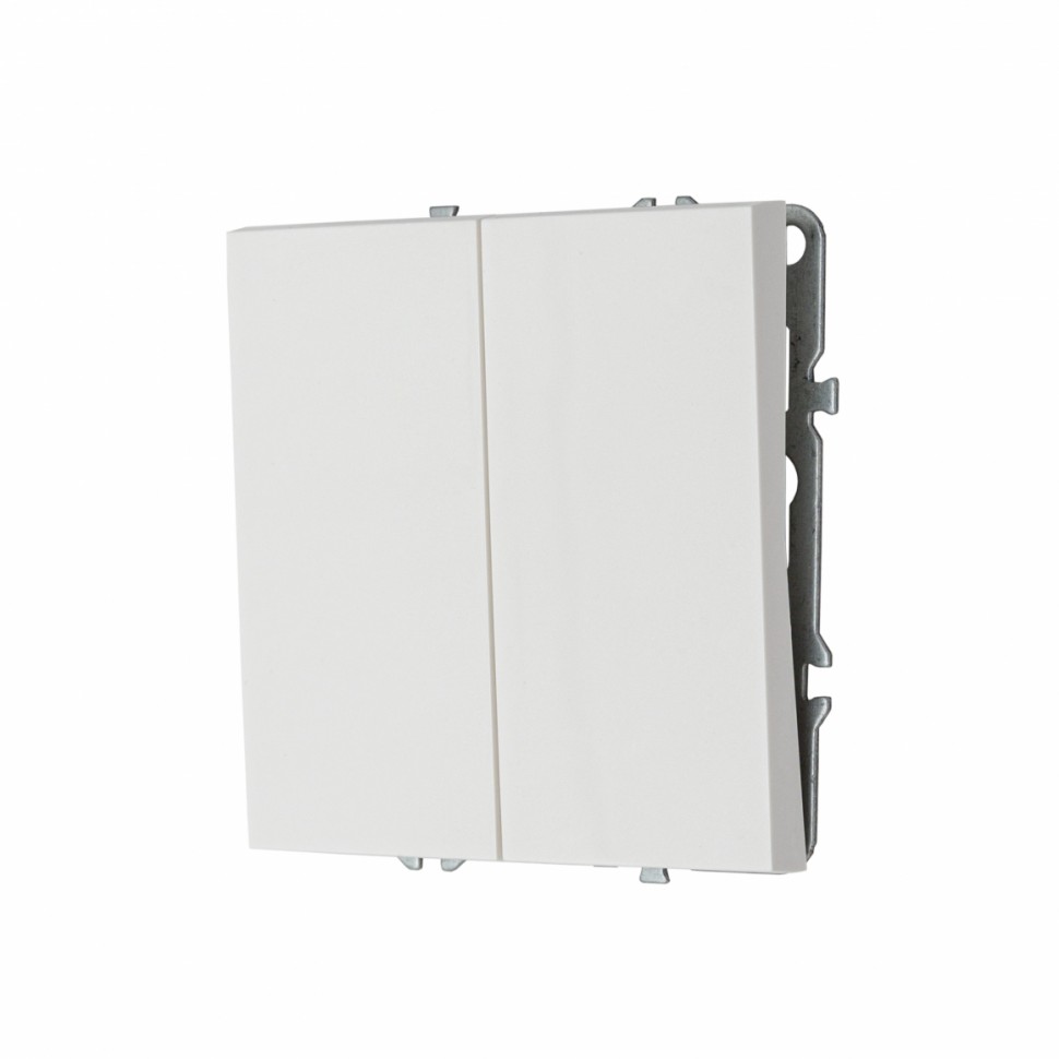 Переключатель двухклавишный проходной MIKAMI 16 А, 250 В белый глянцевый фото 1 — Дзинь ля-ля