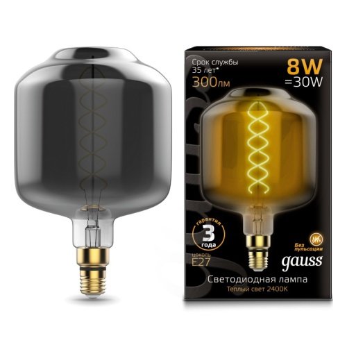 Лампа Gauss LED Vintage Filament Flexible DL180 8W E27 180*295mm Gray 2400K — Дзинь ля-ля