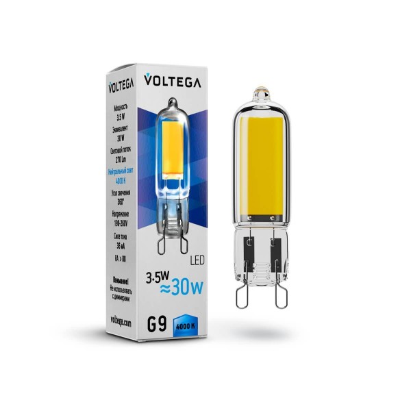 Лампа светодиодная филаментная Voltega G9 3,5W 4000К прозрачная VG9-K1G9cold3.5W 7089 — Дзинь ля-ля