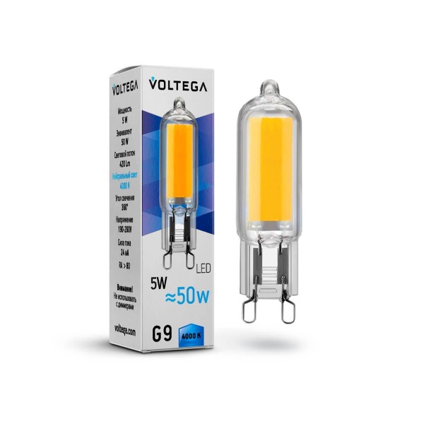 Лампа светодиодная филаментная Voltega G9 5W 4000К прозрачная VG9-K1G9cold5W 7091 — Дзинь ля-ля