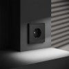 Розетка встраиваемая VOLTUM S70 с заземлением и защитными шторками, 16А, (черный матовый) фото 2 — Дзинь ля-ля