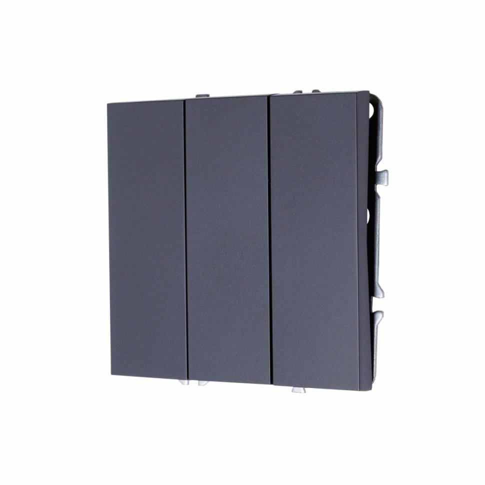 Выключатель трехклавишный MIKAMI 16 А, 250 В черный soft touch фото 1 — Дзинь ля-ля