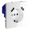 Розетка встраиваемая VOLTUM S70 с заземлением и защитными шторками, 16А, с USB, A+A, (белый глянцевы фото 6 — Дзинь ля-ля