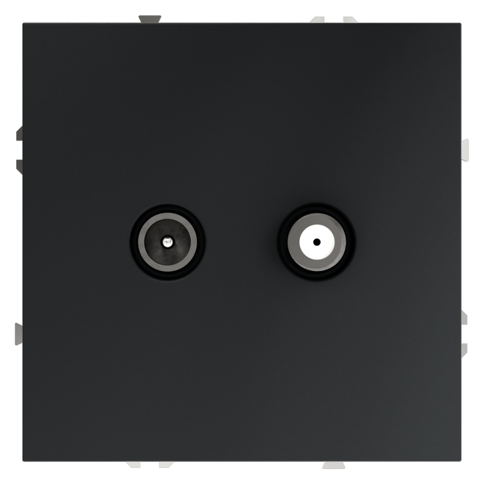 Розетка телевизионнная встраиваемая VOLTUM S70 оконечная TV+SAT, (графит) фото 1 — Дзинь ля-ля