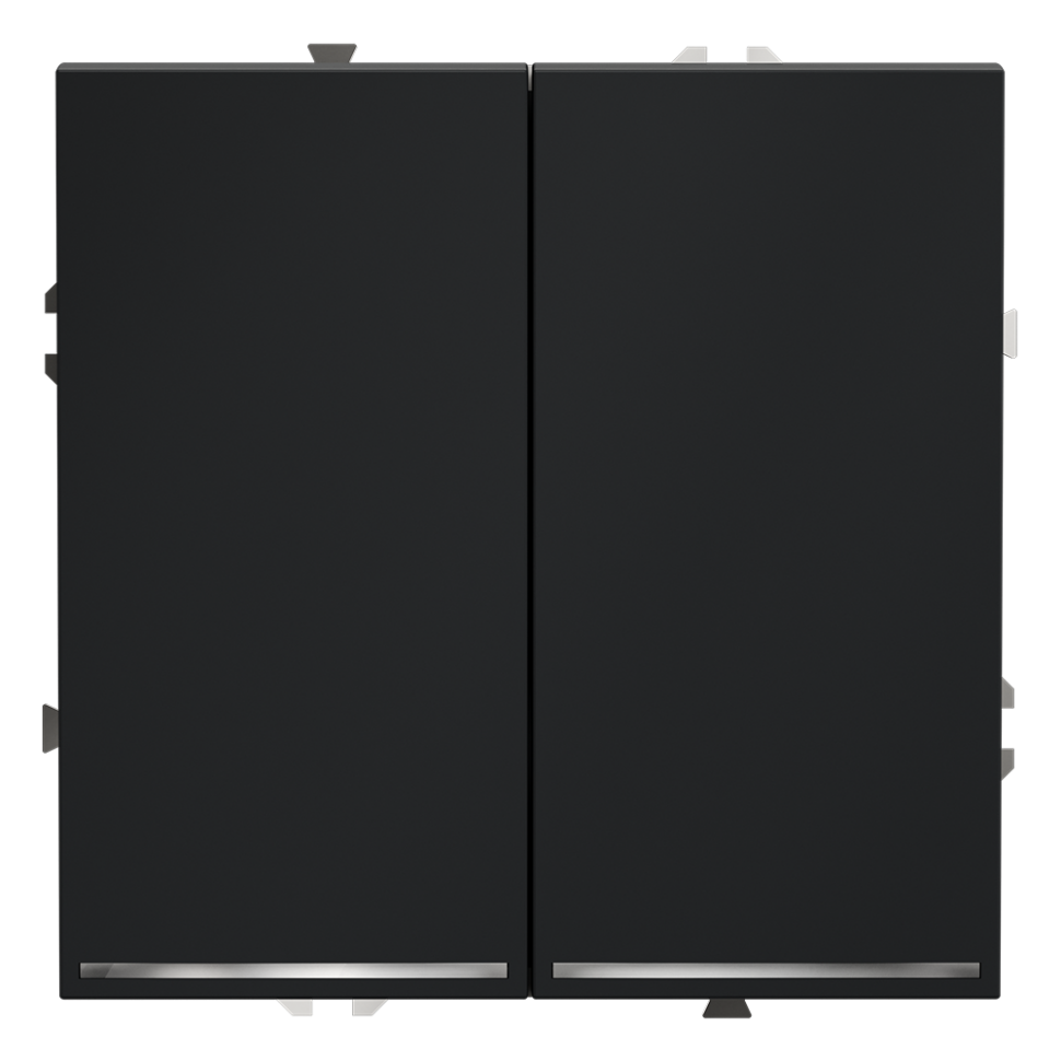 Выключатель встраиваемый VOLTUM S70 двухклавишный с подсветкой 10А, (графит) фото 1 — Дзинь ля-ля